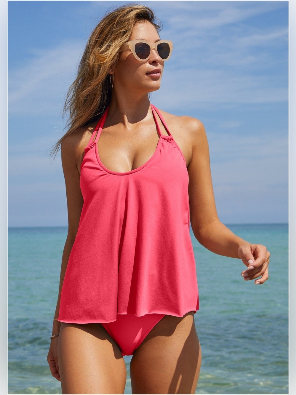 VENUS Coral Pink Women's Tankini Top